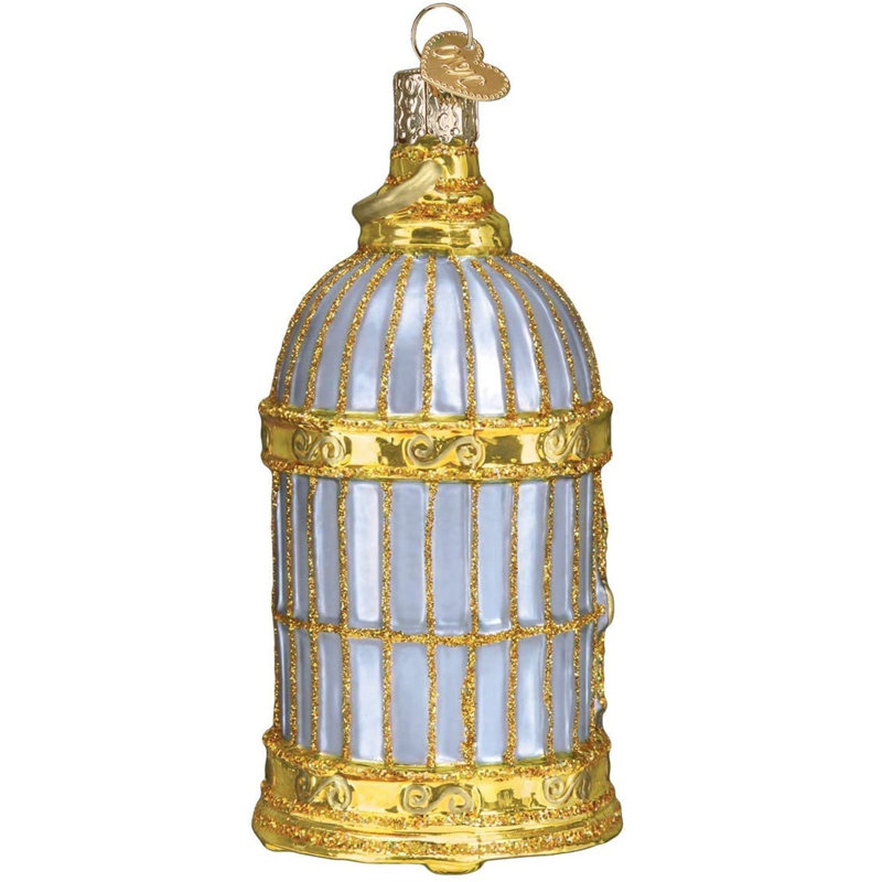 Ornement de Noël en verre soufflé Old World pour arbre de Noël, cage à oiseaux rétro