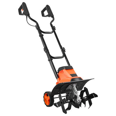 Corded Electric Tiller, 14 Inch Tilling Width Garden Rototiller, 10-Amp Motor Heavy-Duty Tilling Machine, Cultivator with Steel Tines and Foldable Handle, for Lawn, Yard, and Gardening Care