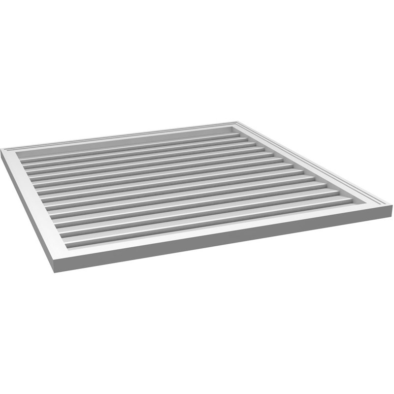 Évent à pignon fonctionnel en uréthane rectangulaire à fixation en surface, brun clair apprêté, H 40 po x l 40 po x P 1,5 po