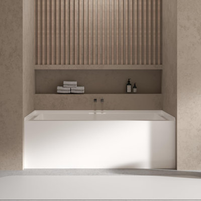 Baignoire de trempage rectangulaire en alcôve de 60 po en acrylique avec drain à droite, bonde escamotable chromée incluse