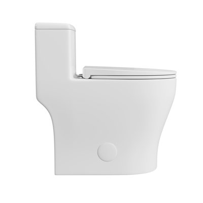 Toilette une pièce Deervalley, toilette encastrée sans rebord de conception compacte avec bouton de chasse supérieur, siège à fermeture rapide à fermeture en douceur inclus, système de siphon à jet, installation au sol, finition blanche
