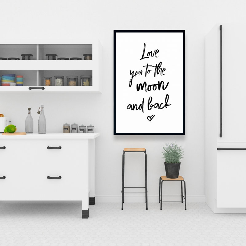 «Love you to the lune and back» - Art sur toile noir et blanc
