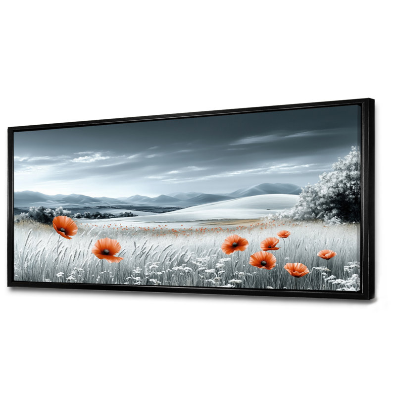 «Grey Red Soren VI», reproduction d'art sur toile encadrée, H 20 po x l 40 po, Cadre flottant noir