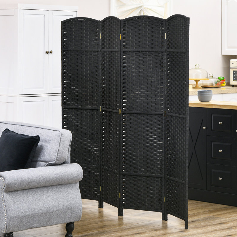Room Divider, Black, 66.9" H x 63" W x 0.6" D