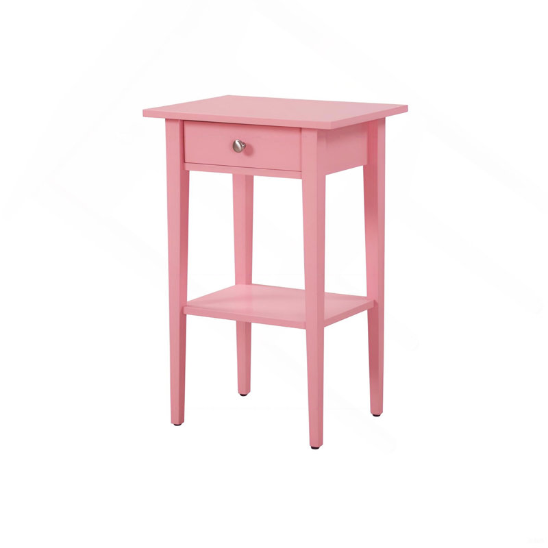 Dalton Nightstand-End Table with One Drawer Pink, Pink