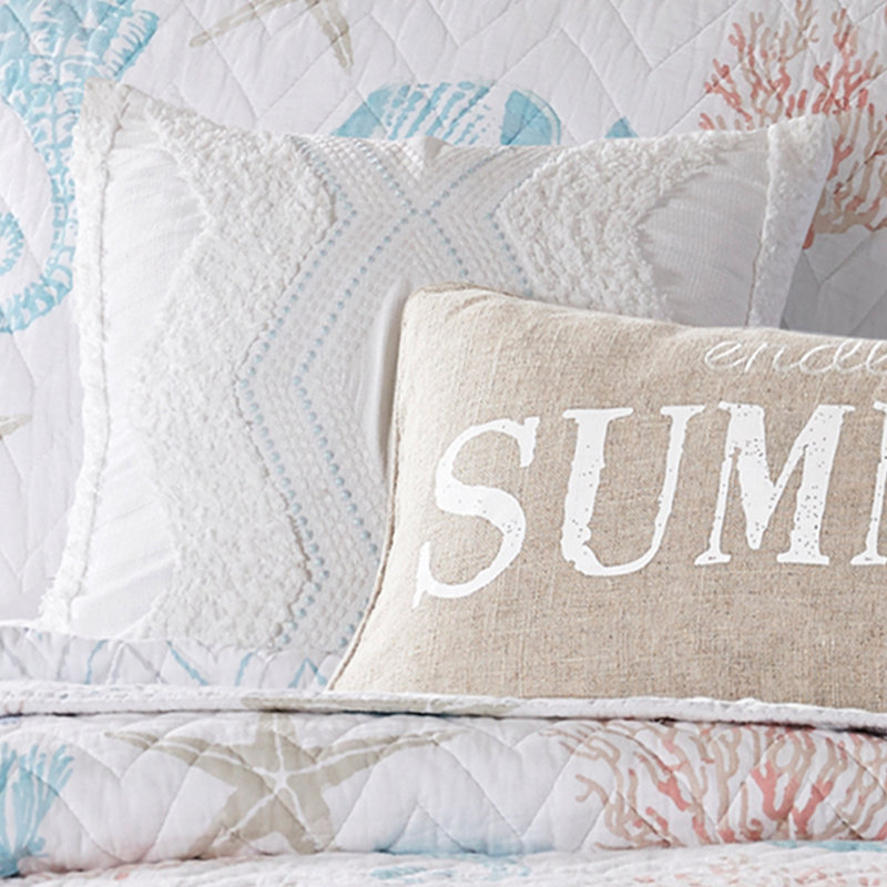 Blue Sea Chenille Tufted Pillow