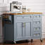 Îlot de cuisine 52 pouces avec abattant, texture en relief, roulettes, porte-épices, porte-serviettes, 2 portes et 5 tiroirs pour un rangement et une mobilité efficaces-1950372044