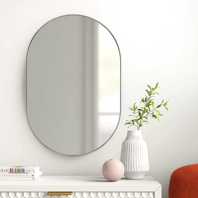 28X20 Inches Silver Oval Mirror, Made Of Aluminum Alloy And 4Mm Hd Glass, Added Shatterproof Film Density Board, Reinforced Hooks Installation Guide, Fits Modern Interiors Instructions, Perfect For