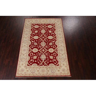 Peshawar Chobi One-of-a-Kind 6'6'' x 9'10'' New Age Rectangle Wool Area Rug in Red