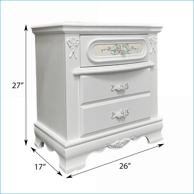 Table de chevet blanche à 2 tiroirs pour le rangement de la chambre à coucher