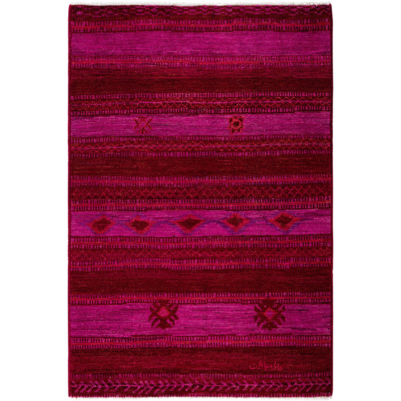 Overdyed One-of-a-Kind 4' 1" X 6' 1" Hand Knotted Area Rug