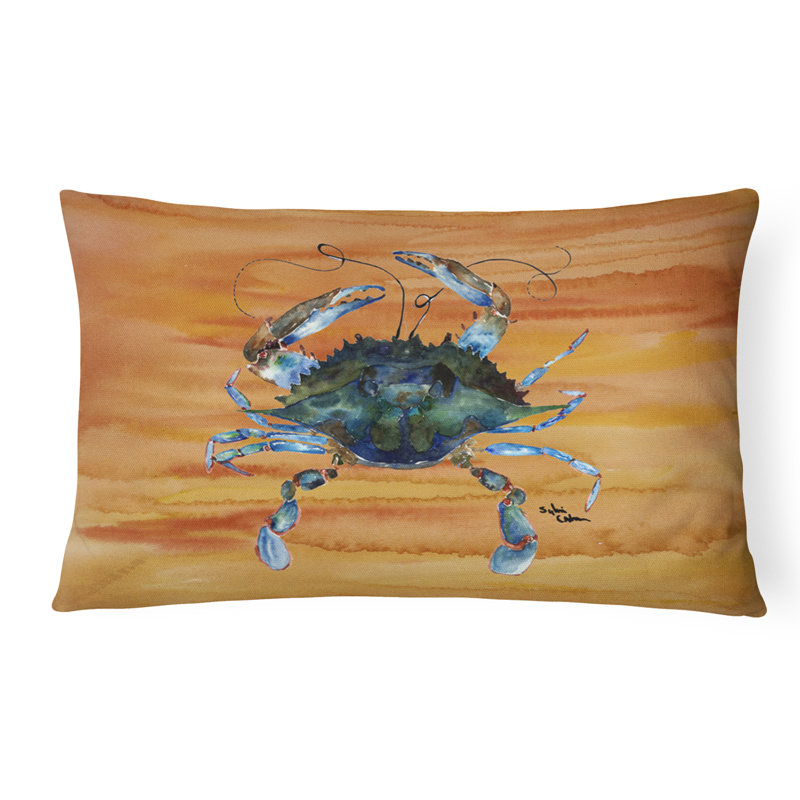 Crab Crab Orange Indoor/Outdoor Throw Pillow