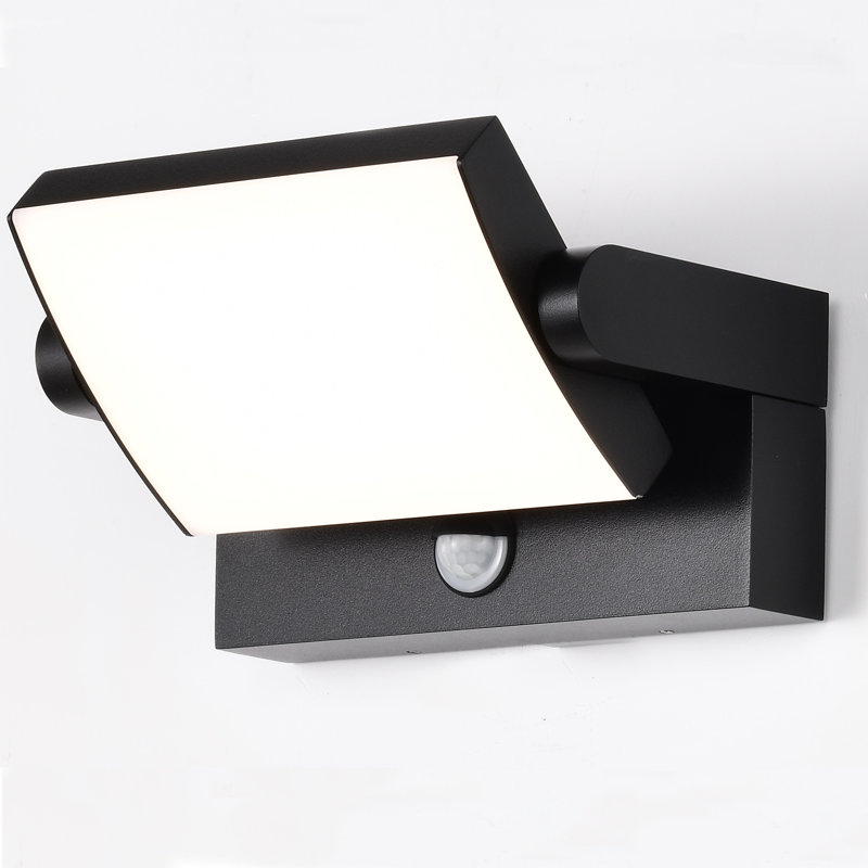 Nialynn Black 10cm H Integrated LED Outdoor Armed Sconce