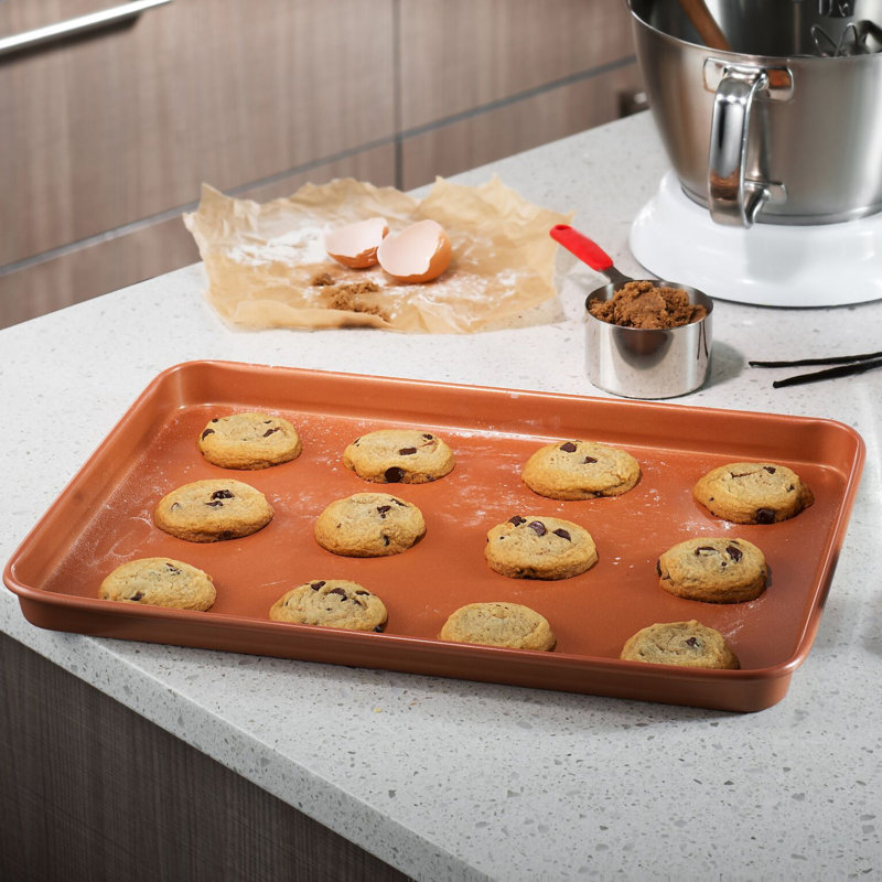 Copper Nonstick Aluminum Cookie Sheet with Ceramic Coating