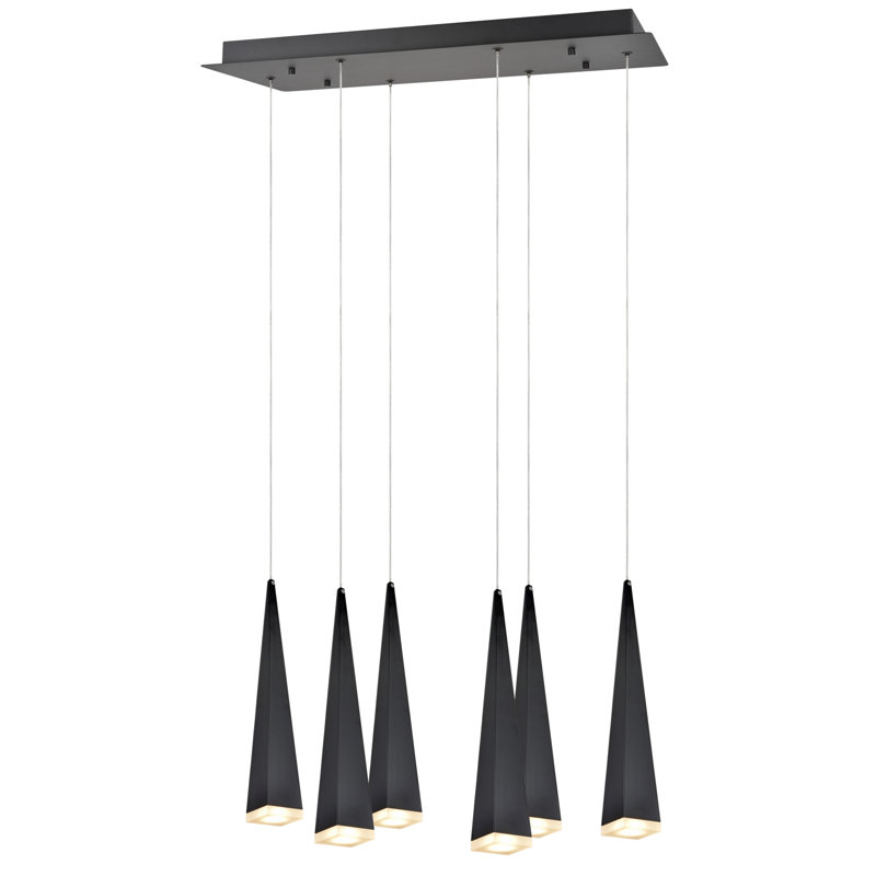 6 - Light LED Cluster Pendant, Black