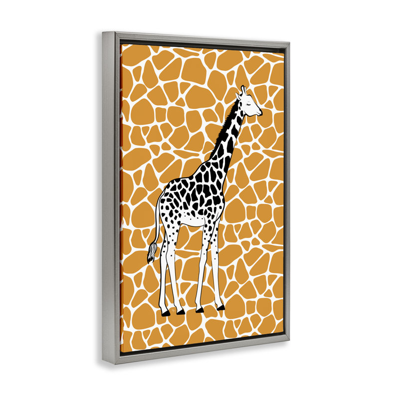 Toile flottante encadrée à motif de taches de girafe par Martina Pavlova, H 25 po x l 17 po, Cadre flottant gris lustré
