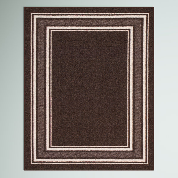 Ottomanson Classics Non-Slip Rubberback Bordered 2x7 Indoor Runner Rug, 1'10 x 7', Brown
