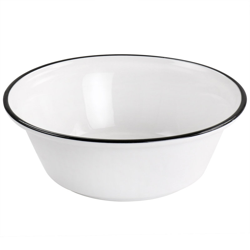 White Ceramic 16-Piece Dinnerware Set with Black Rim