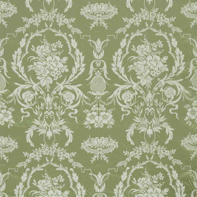 Suffolk Arabesque Silk Fabric, Pale Olive