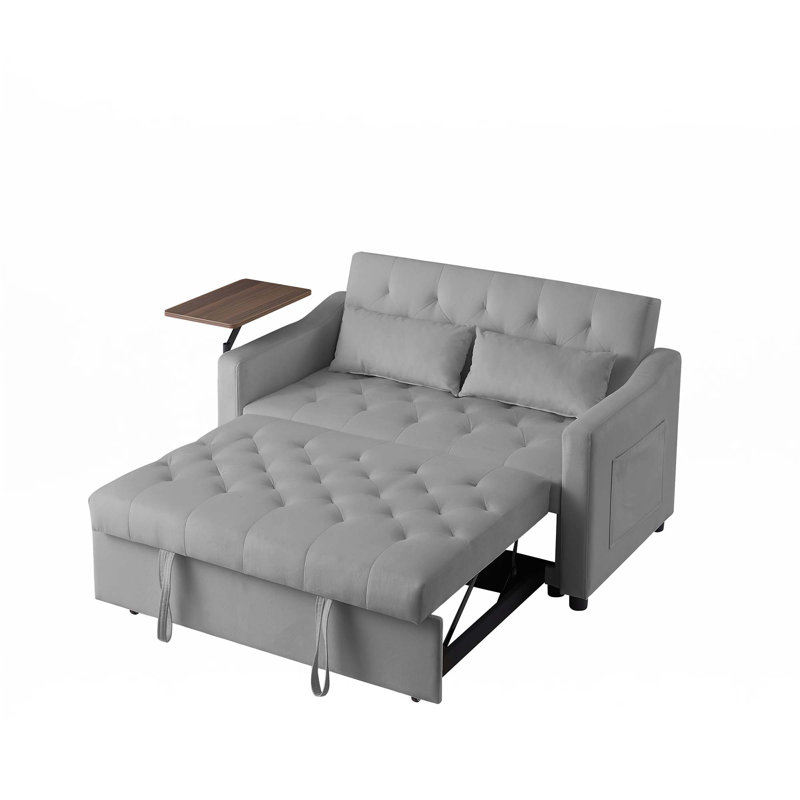 Velvet Sofa  Bed, Gray