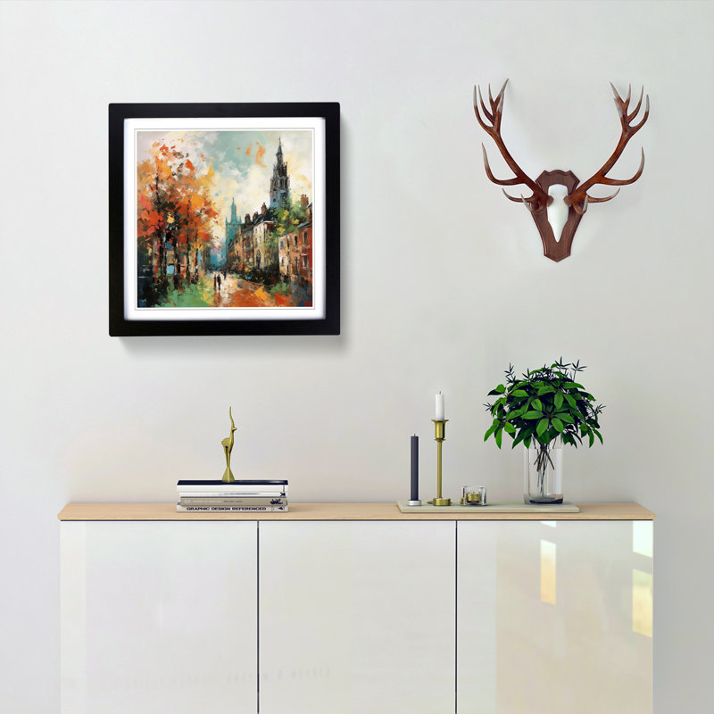 City Of Cambridge Expressionism No.1 - Single Picture Frame Print on Wood, Black