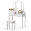Ensemble de coiffeuse avec tabouret et miroir Konecczny-29206480