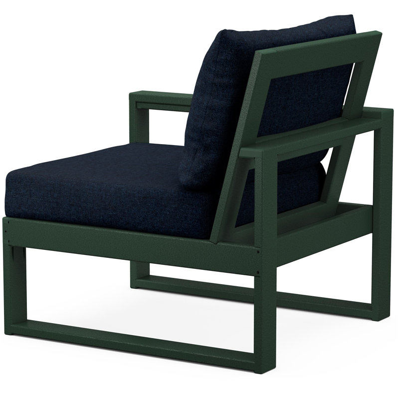 POLYWOOD Outdoor Lounge Chair, Green, Marine Indigo