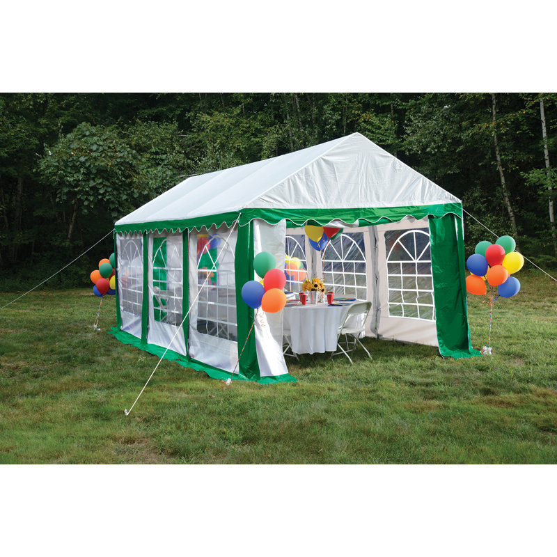 10 pi w x 20 pi. tente de fête en métal d, Vert / blanc