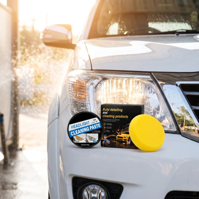 Automotive headlight renovation and repair paste 100g Headlight Cleaning Paste  Kit With Sponge Car Headlamp Yellow Oxidation  Removal Cream Lens Transparency  Polish Deep Clean Hazy Discolored Lamp Cover