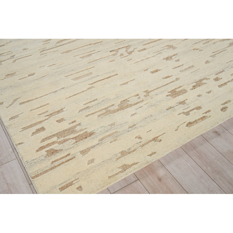 Boulder Hand Knotted Wool Beige Area Rug, 15'X20'