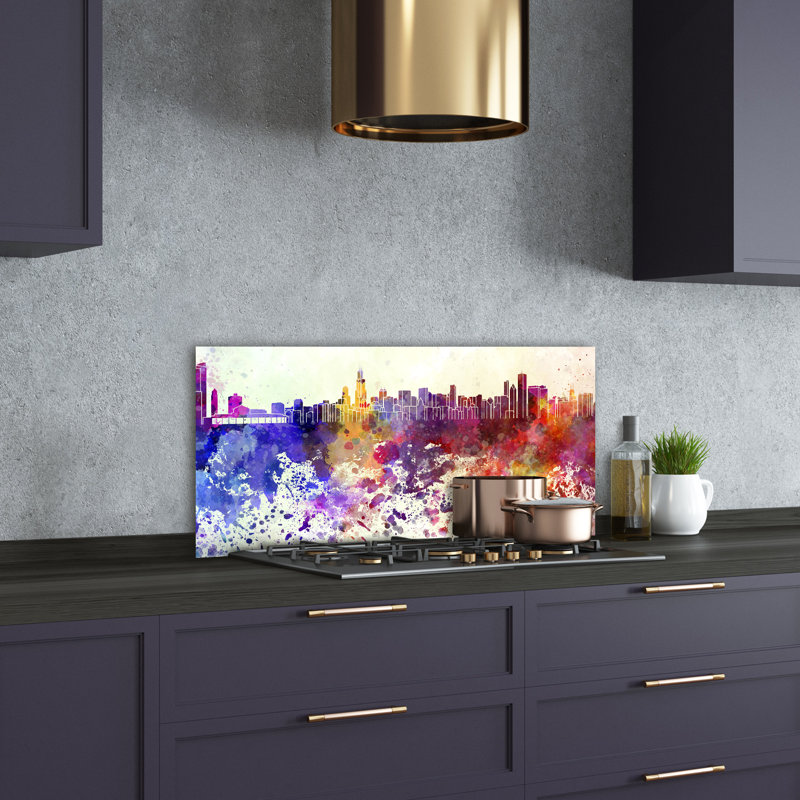 Asunta Multicoloured - Colorful Chicago 1 Piece Wall Art on Glass