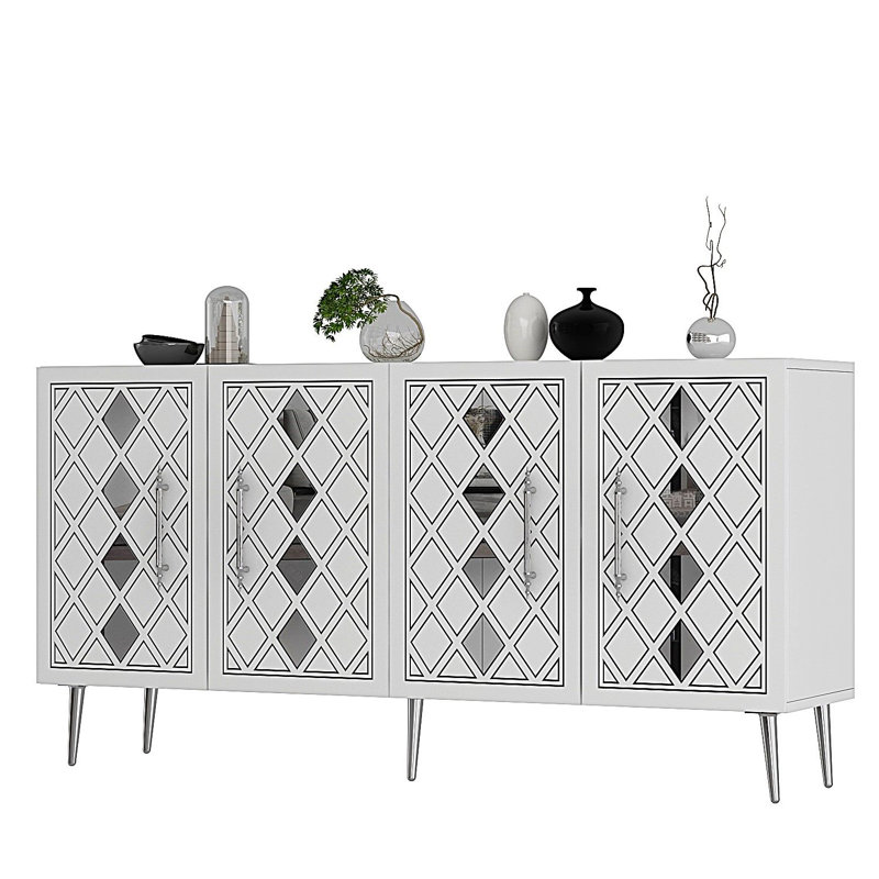 Olivia 150cm Console Table, Cream/Silver