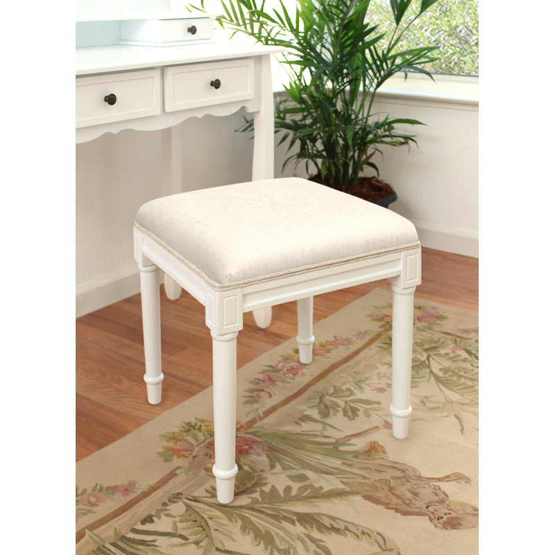 Solid Wood Accent Stool, Gray