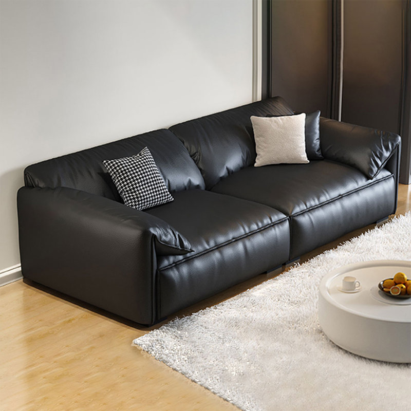 Canapé modulaire noir en cuir véritable, H 31,5 po x l 110,24 po x P 41,34 po, 4