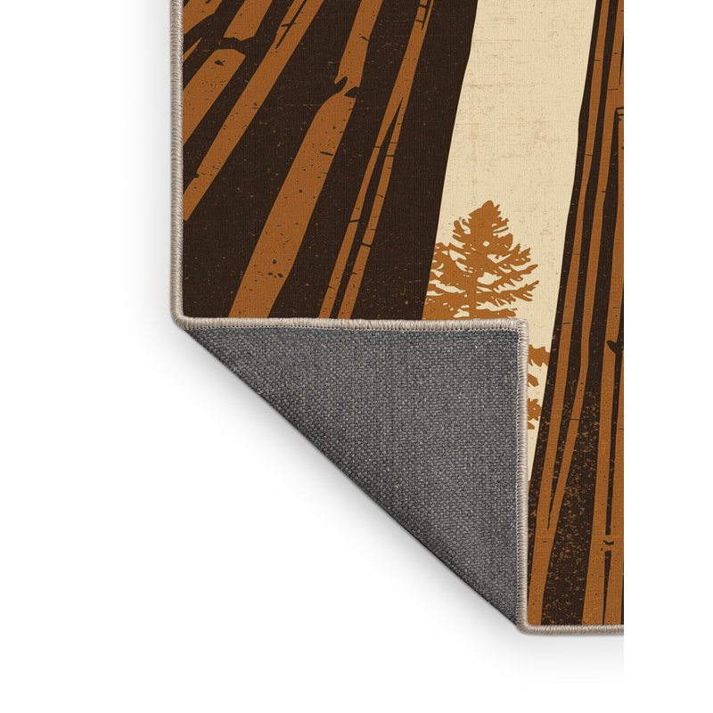 Tapis noir moelleux et moelleux au look rustique rétro Redwood Country, 7' Round