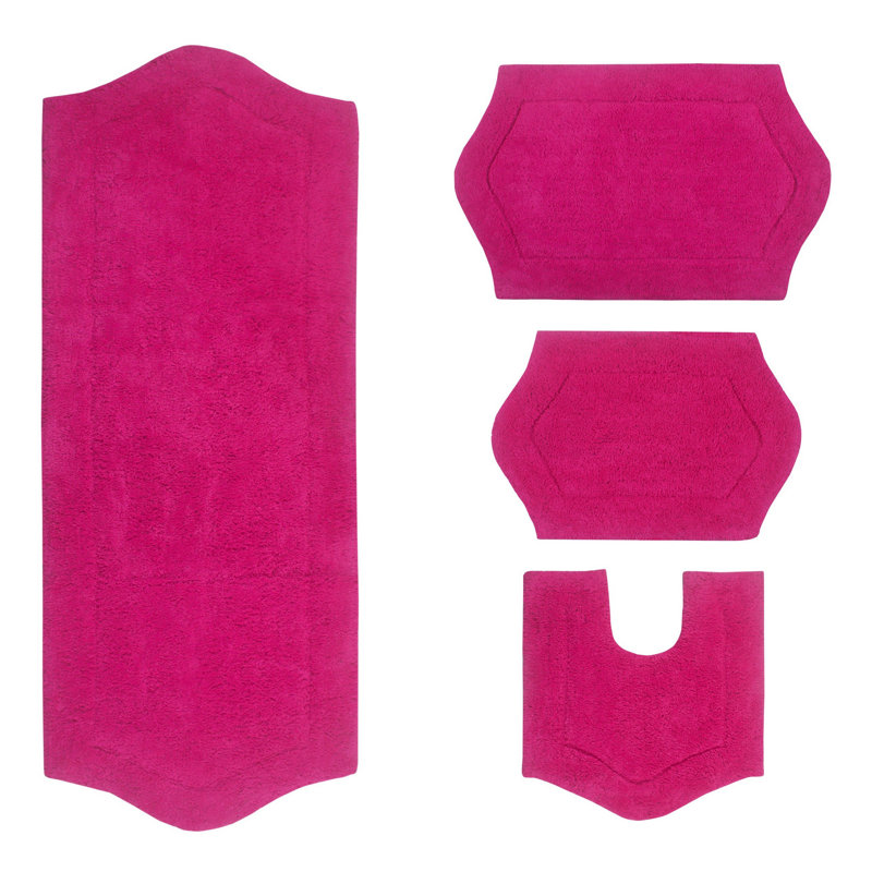 Morissette 4 Piece Bath Rug Set, Hot Pink