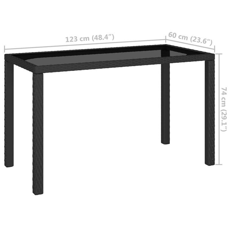 Ensemble de salle à manger rectangulaire pour 6 personnes avec coussins, Noir, Noir