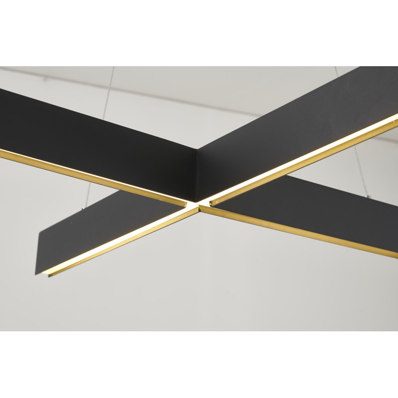 Modern 4-Light Black LED Chandelier With Acrylic Diffusers, Black