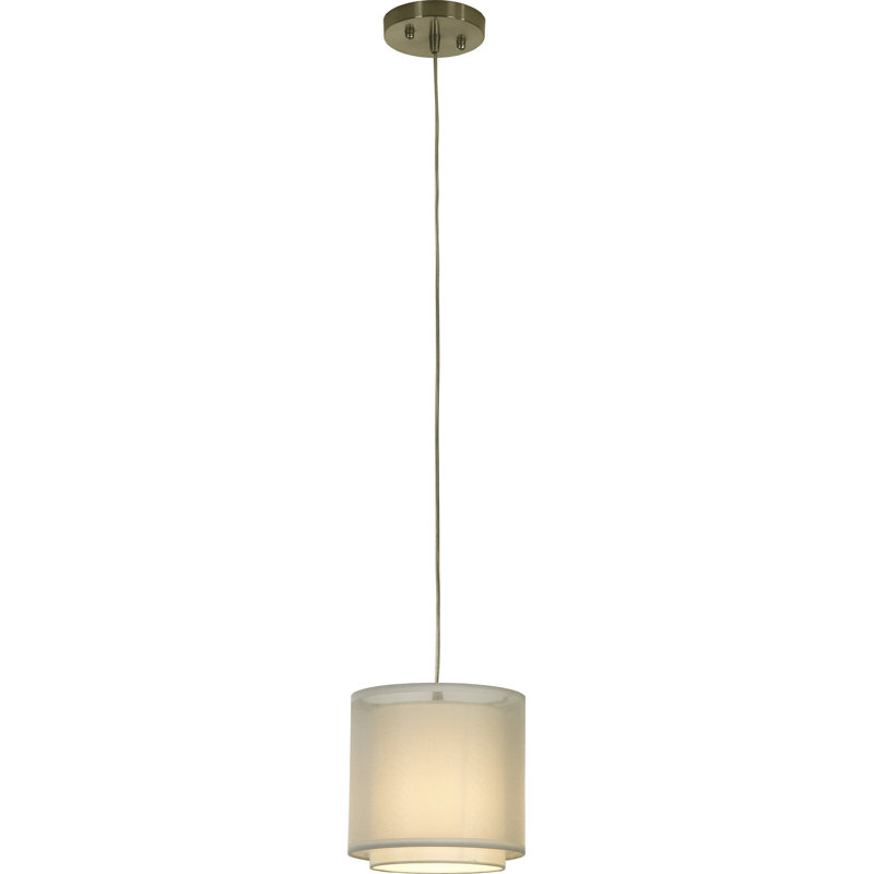 Feltner 1 - Light Single Pendant, 152.75" H x 8" W x 8" D, Metallic Silver, Sheer Snow
