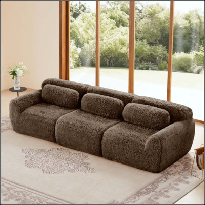 Soft And Fluffy  Plush Fabric,Modular Sectional Sofa Couches,Ergonomic Design With Ottoman And Throw Pillows,Full-Compression Vacuum Packaging Buckle Connection For Study,Home Theater
