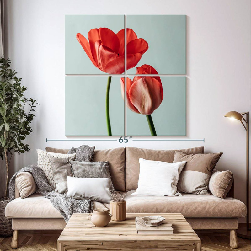 Harnek, belles tulipes rouges, H 50 po x l 50 po