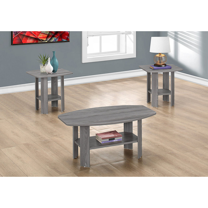 Table Set, 3Pcs Set, Coffee, End, Side, Accent, Living Room, Laminate, Transitional, Light Grey