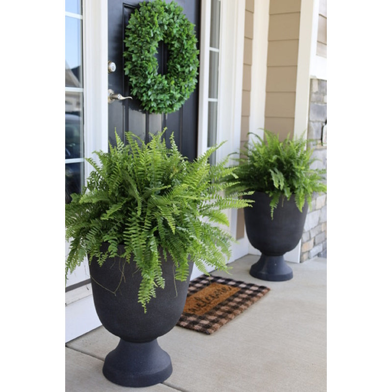 Taniyla Urn Planter, Black Lava Stone, 22" H x 19" W x 19" D