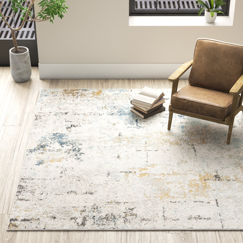 Tapis abstrait pierre / ardoise Liddle, Rectangulaire 7 pi 11 po x 10 pi 6 po