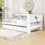 Lit de jour simple en L avec prises de courant, tiroirs de rangement et tablettes
