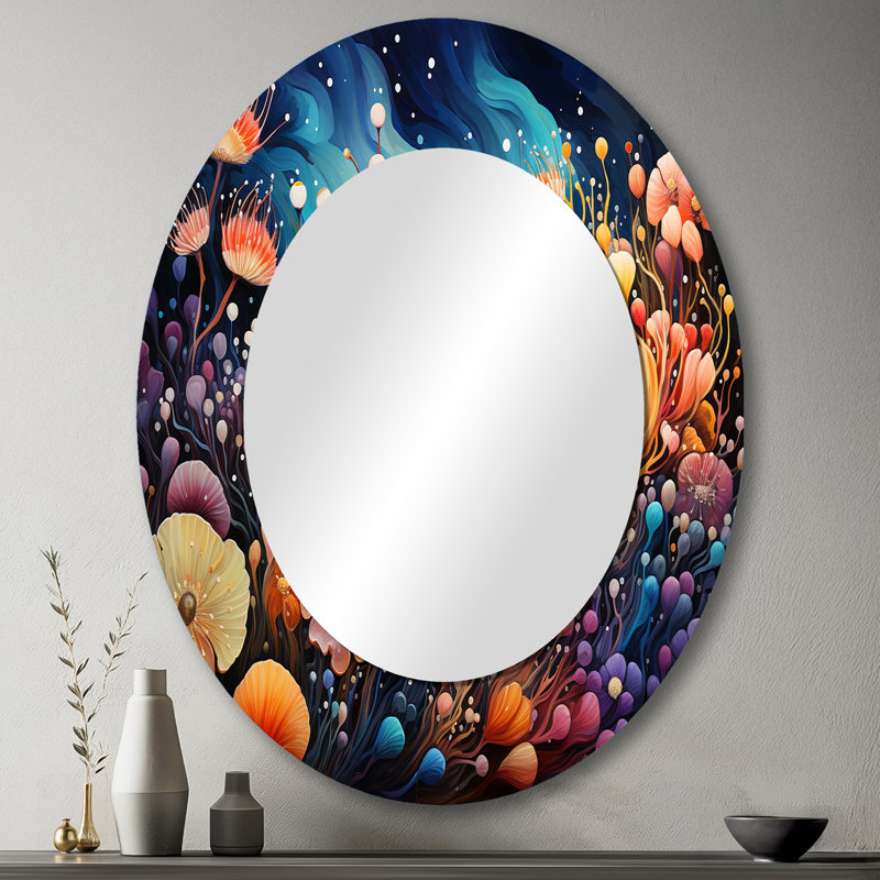 Décoration murale Sehreen - miroir animaux marins, 29 po x 29 po, Rond