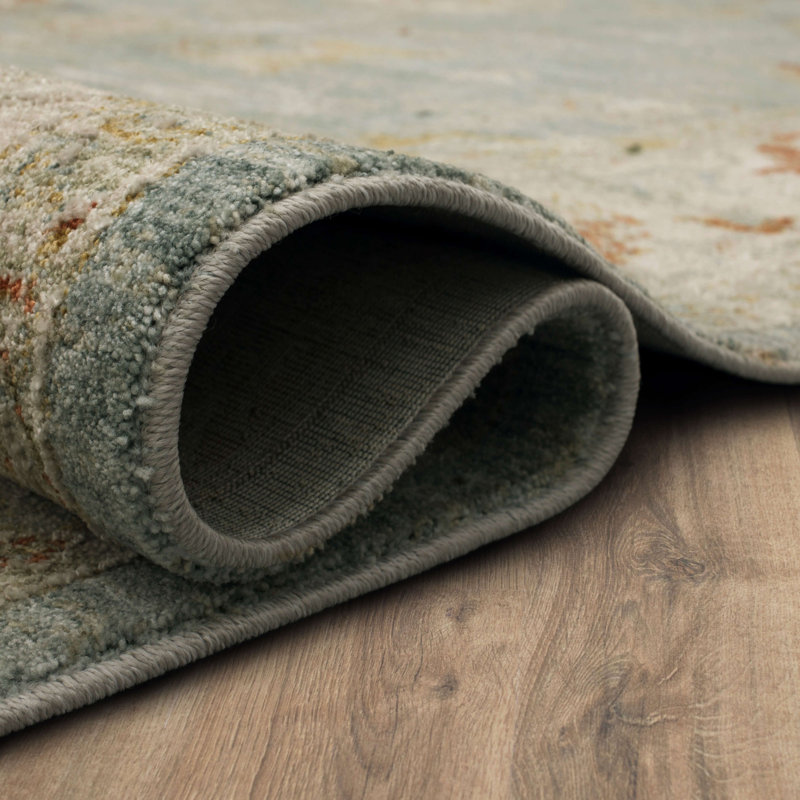 Tapis bleu / crème Amasya, Rectangle 7 pi 8 po x 10 pi 3 po