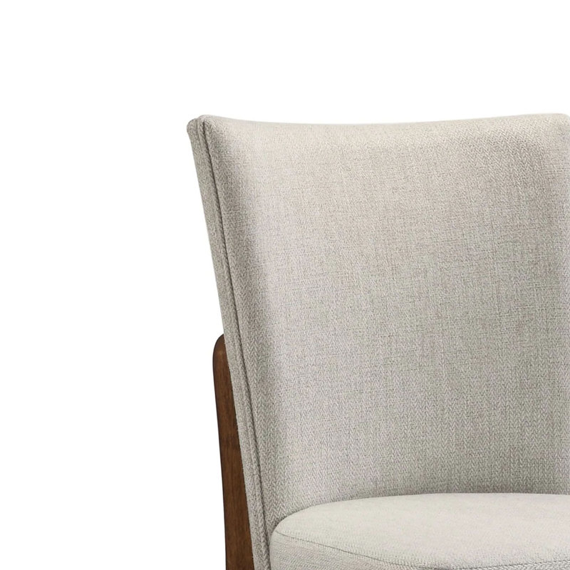 Ensemble de 2 chaises de salle à manger Lere, tissu beige, bois brun de style antique
