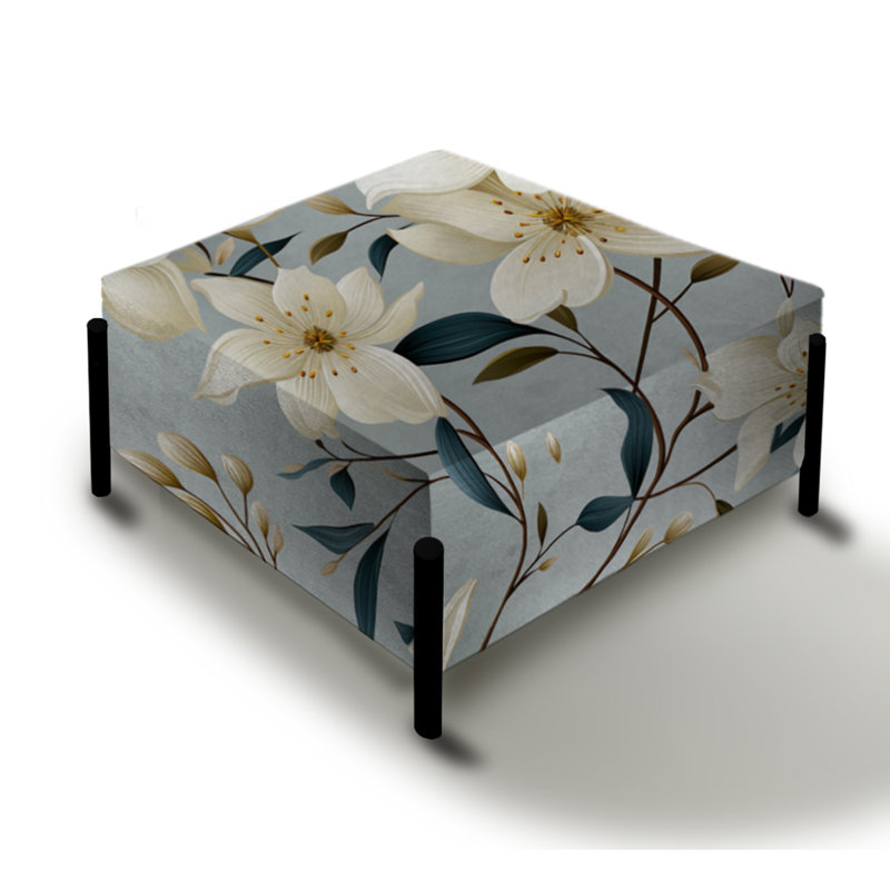 Subtle Whispers II - Grand repose-pieds carré floral