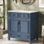 Meuble-lavabo de 30 po avec lavabo en céramique, structure en bois massif, portes à fermeture douce et grand rangement, style rétro bleu - bleu-1393312347-1393312357
